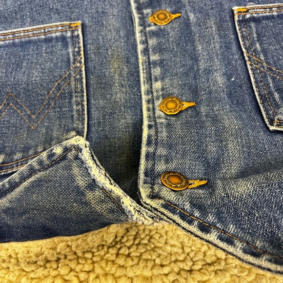 Wrangler Vintage 70s Sherpa Lined Denim Vest Size L - Picture 8 of 9